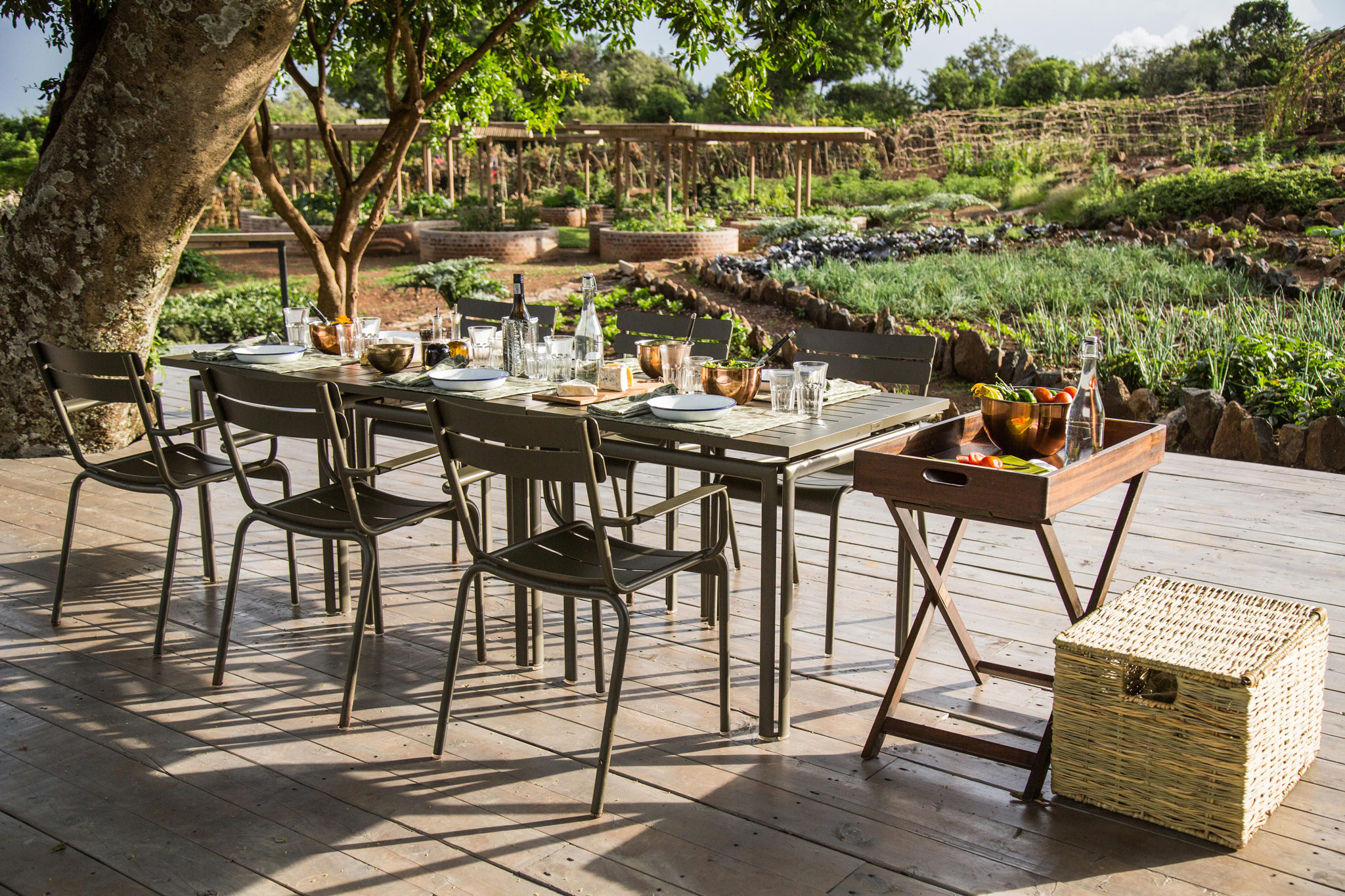 lunch setting on deck of Angama Mara Kenya Masai Mara