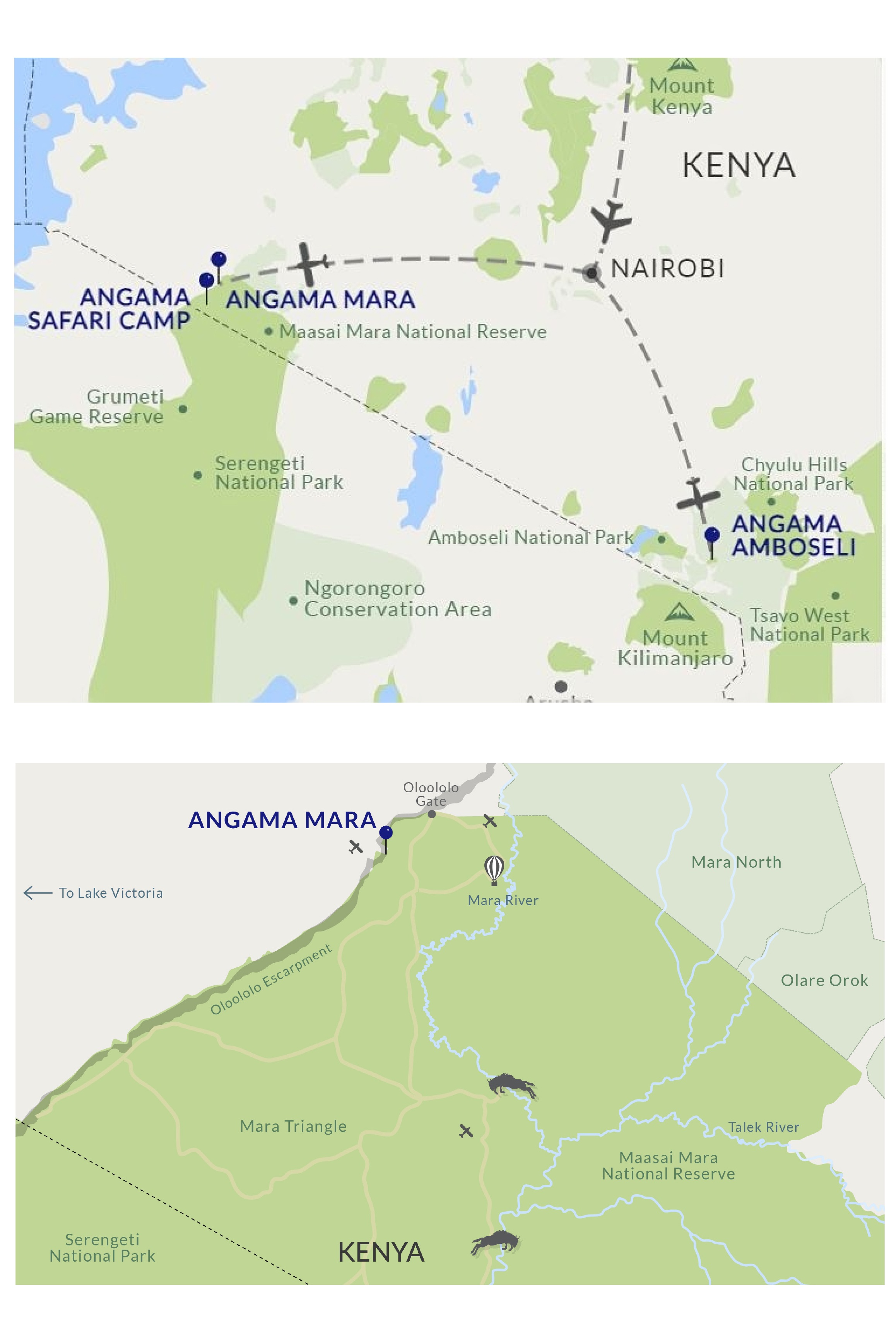 map showing the location of Angama Mara Kenya Masai Mara