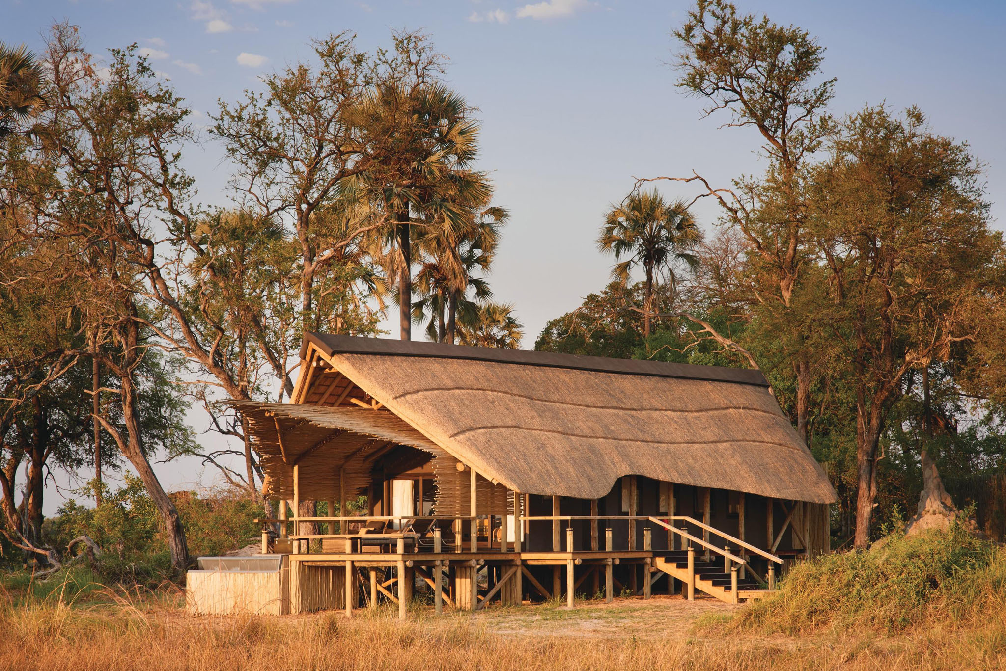 side view from delta of a luxury suite at Belmond Eagle Island Lodge