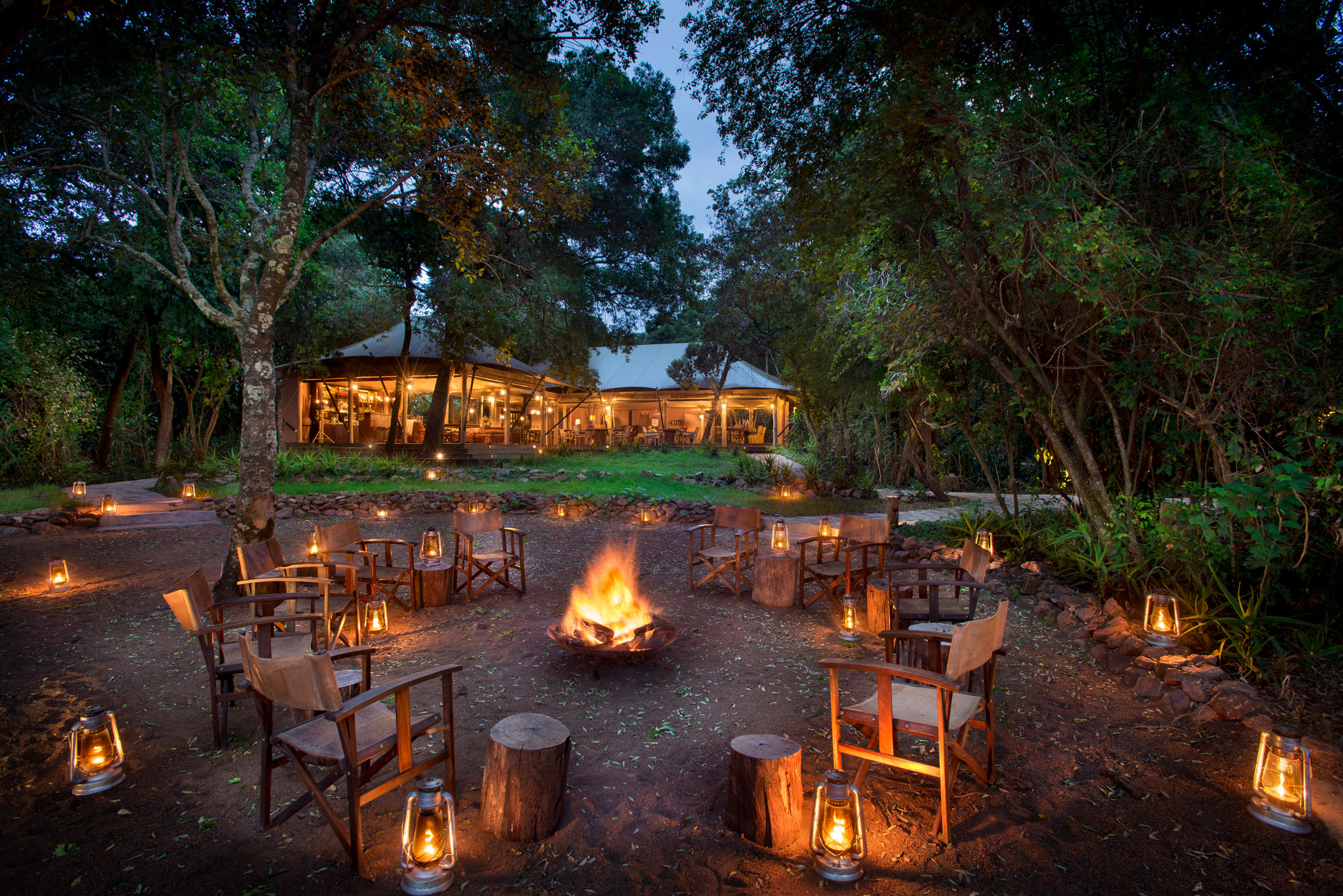 firepit boma at night by andbeyond Bateleur camp Kenya Masai Mara