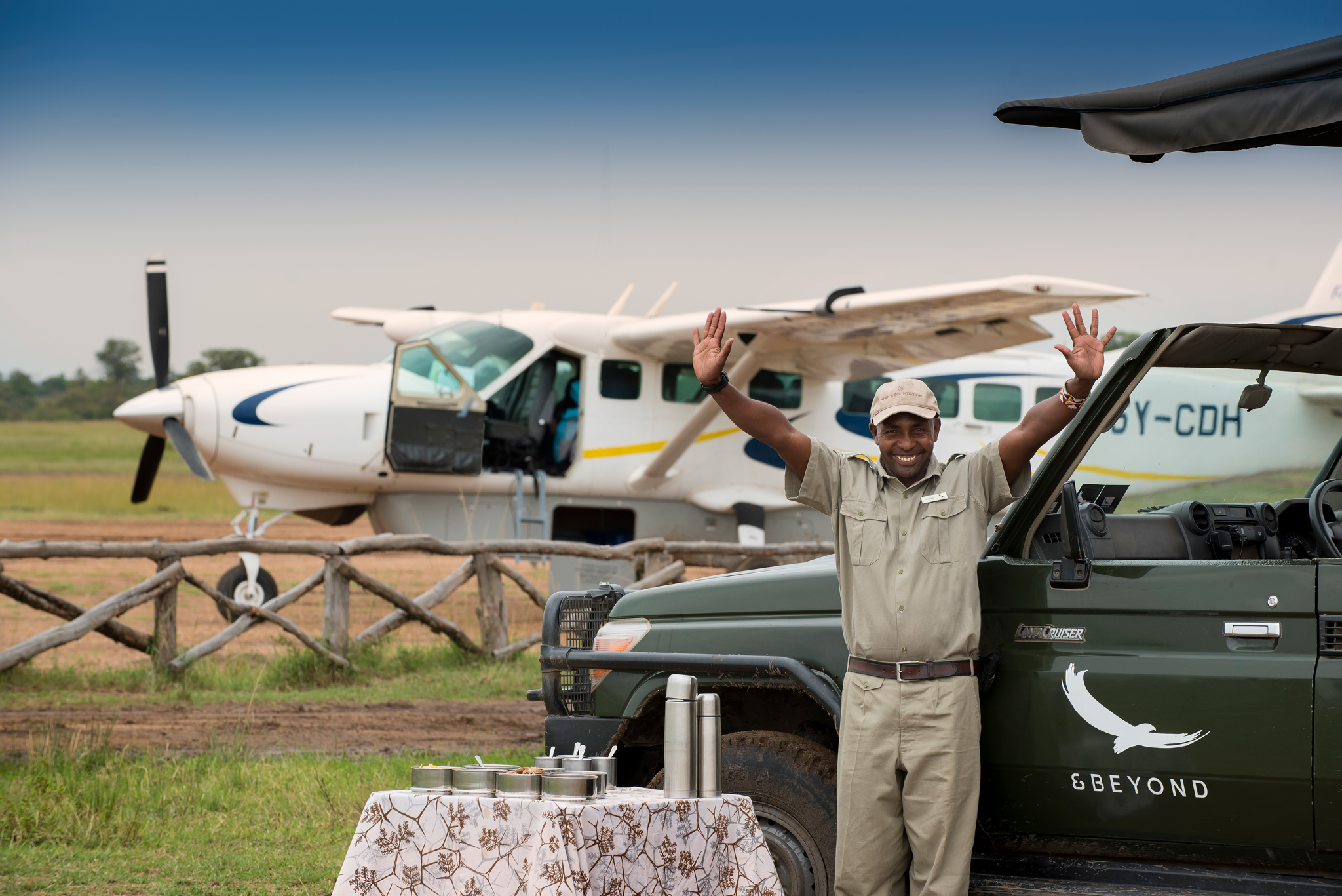 meet and greet at airstrip of andBeyond Kichwa Tembo Camp Kenya Masai Mara