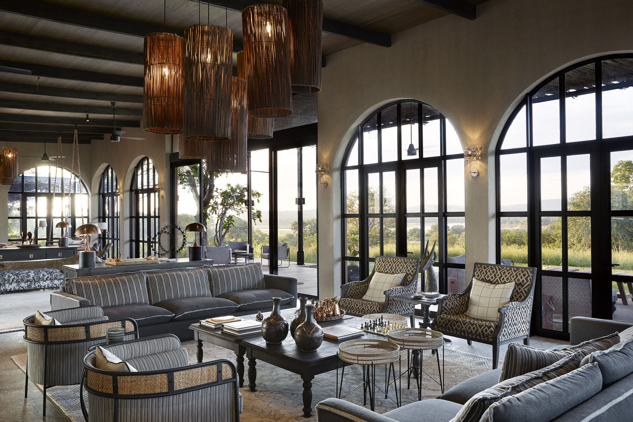 safari lounge of luxury presidential suite at  Chichele Presidential Lodge Zambia