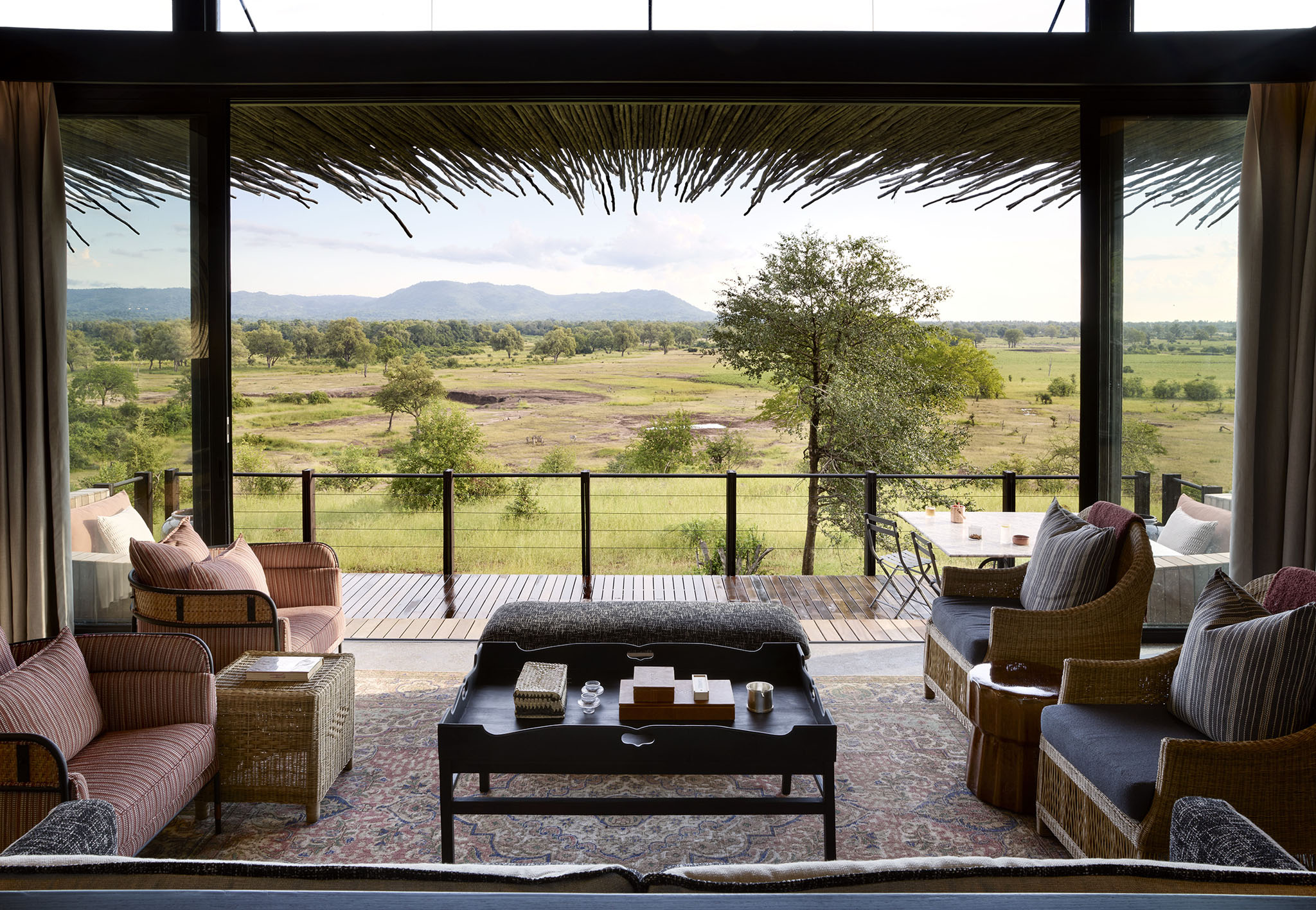 view from a lounge in the vista suites at Chichele Presidential Lodge Zambia