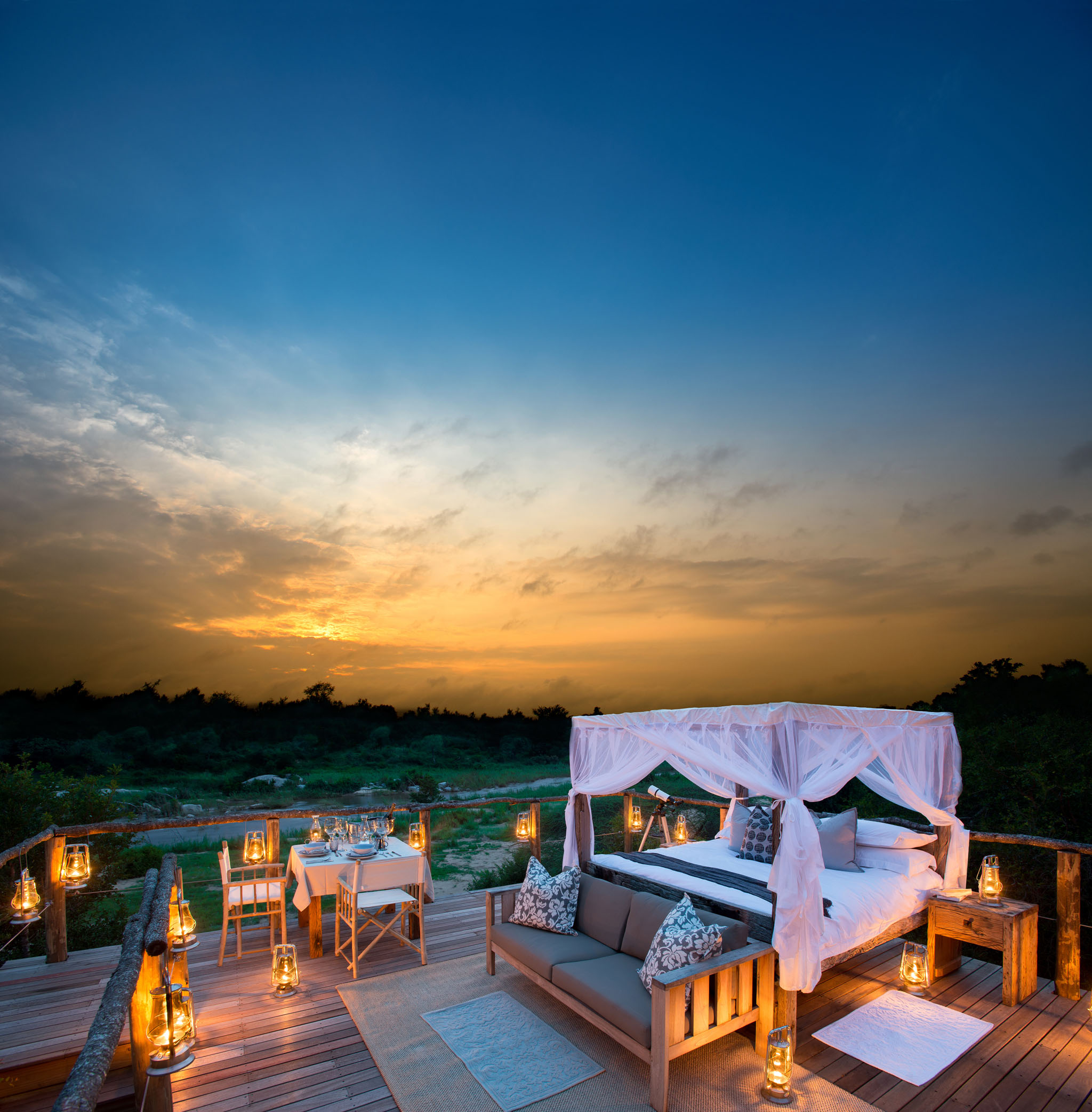 view of Tinyeleti treehouse at Lion Sands Game Reserve