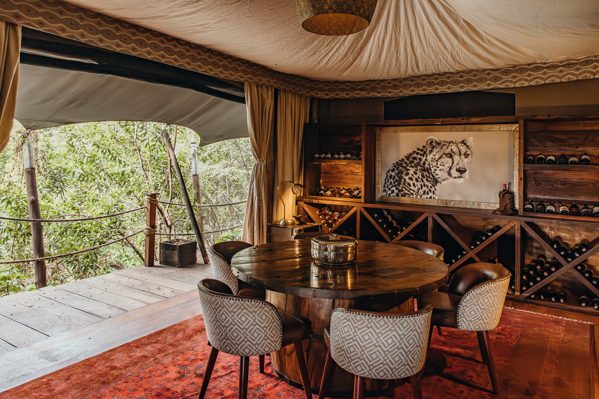 wine cellar area of the lodge at Mara Plains Camp Kenya Masai Mara