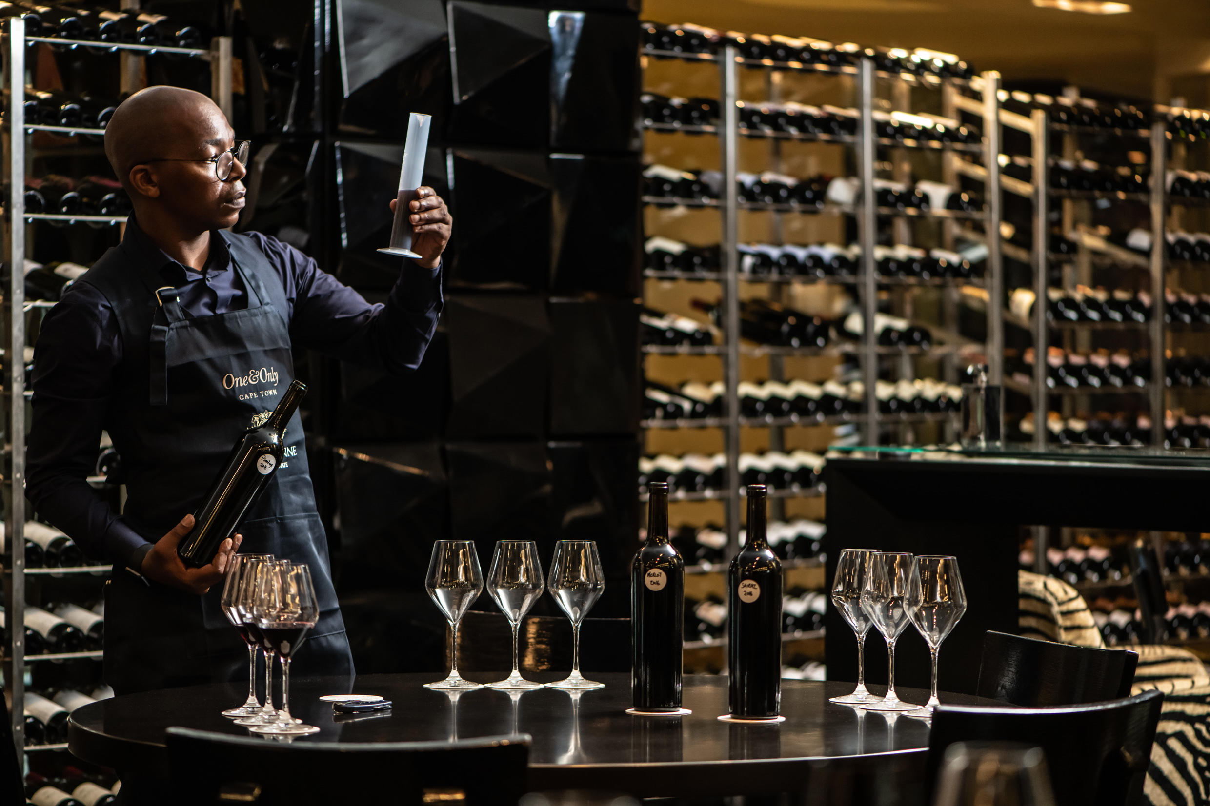sommelier in the wine cellar of room One&Only Resort Waterfront Cape Town