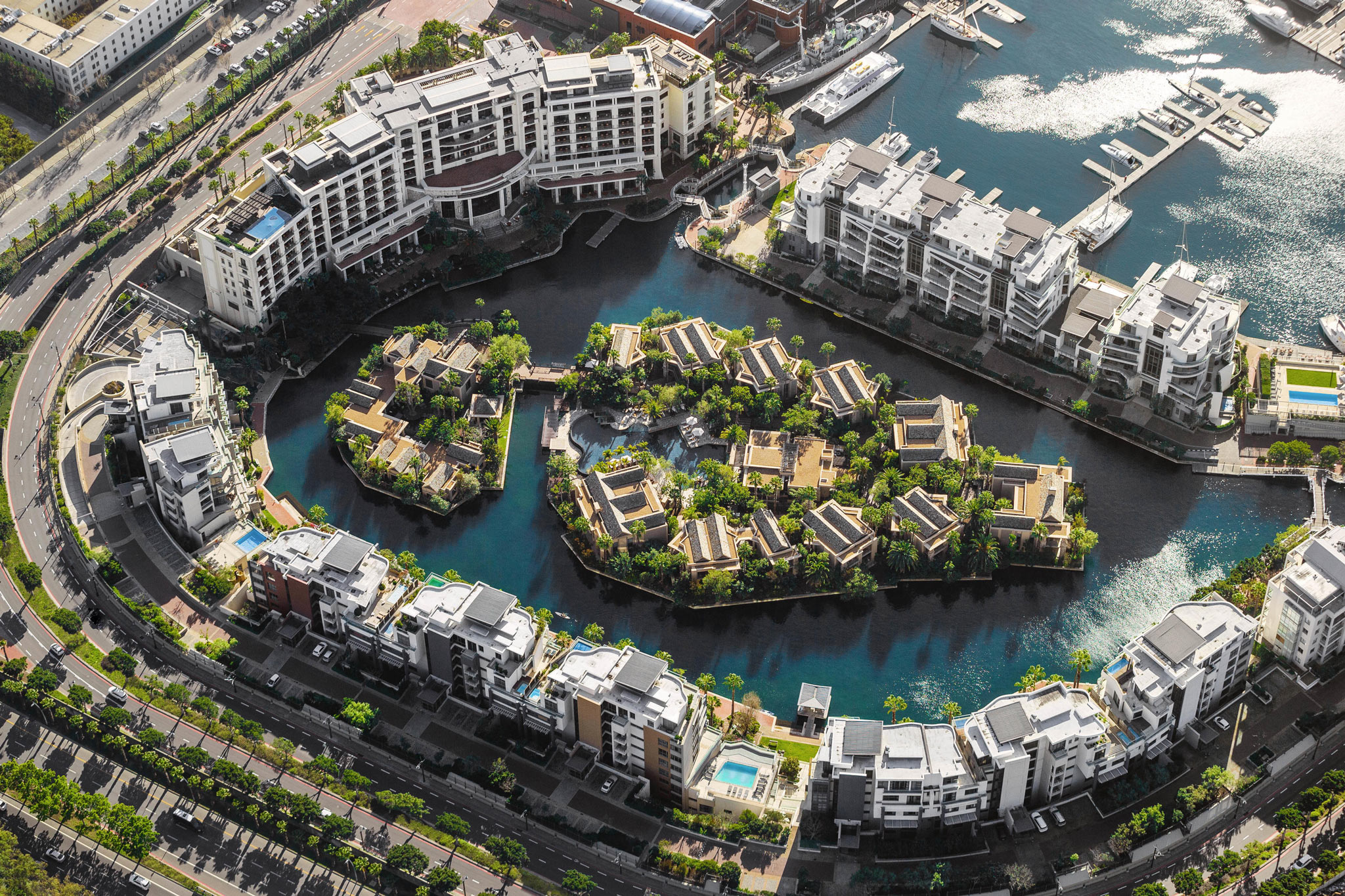 aerial view of the one&only hotel complex waterfront cape town