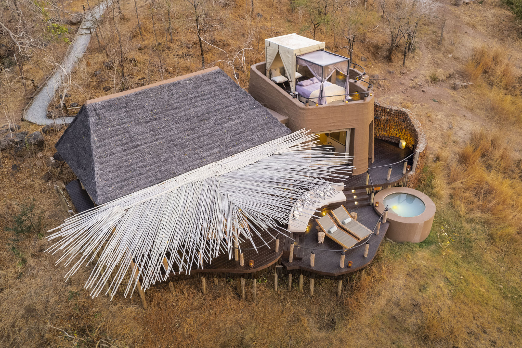 aerial view of suite by Puku Ridge Camp Zambia