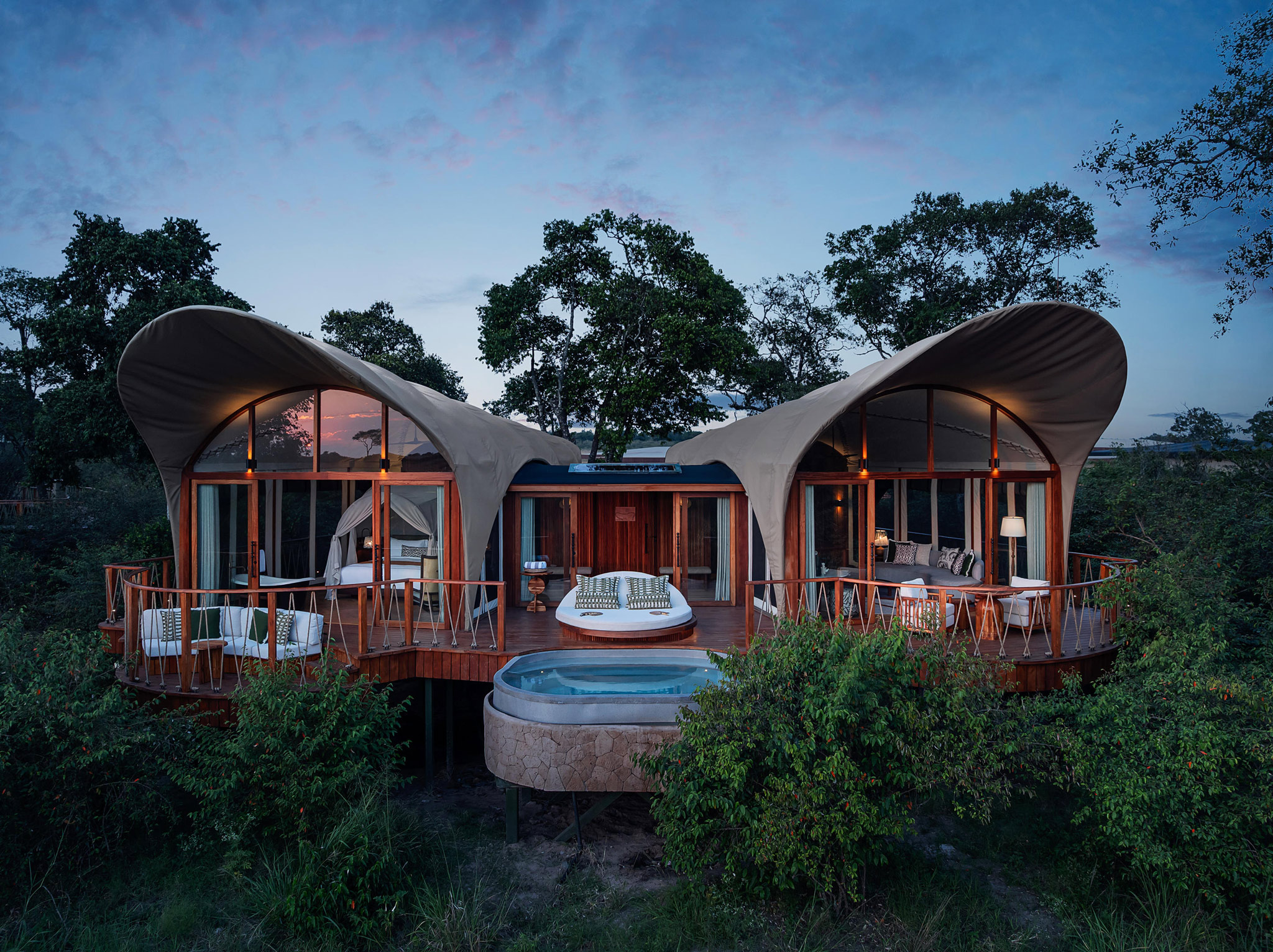 semi aerial view exterior of a one bedroom suite at ritz carlton masai mara