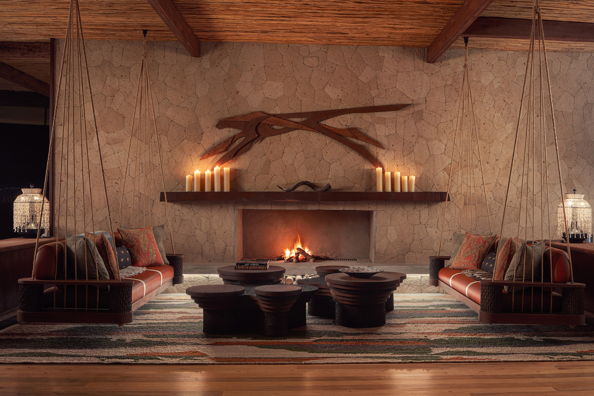 lounge area of the main lodge at ritz carlton masai mara