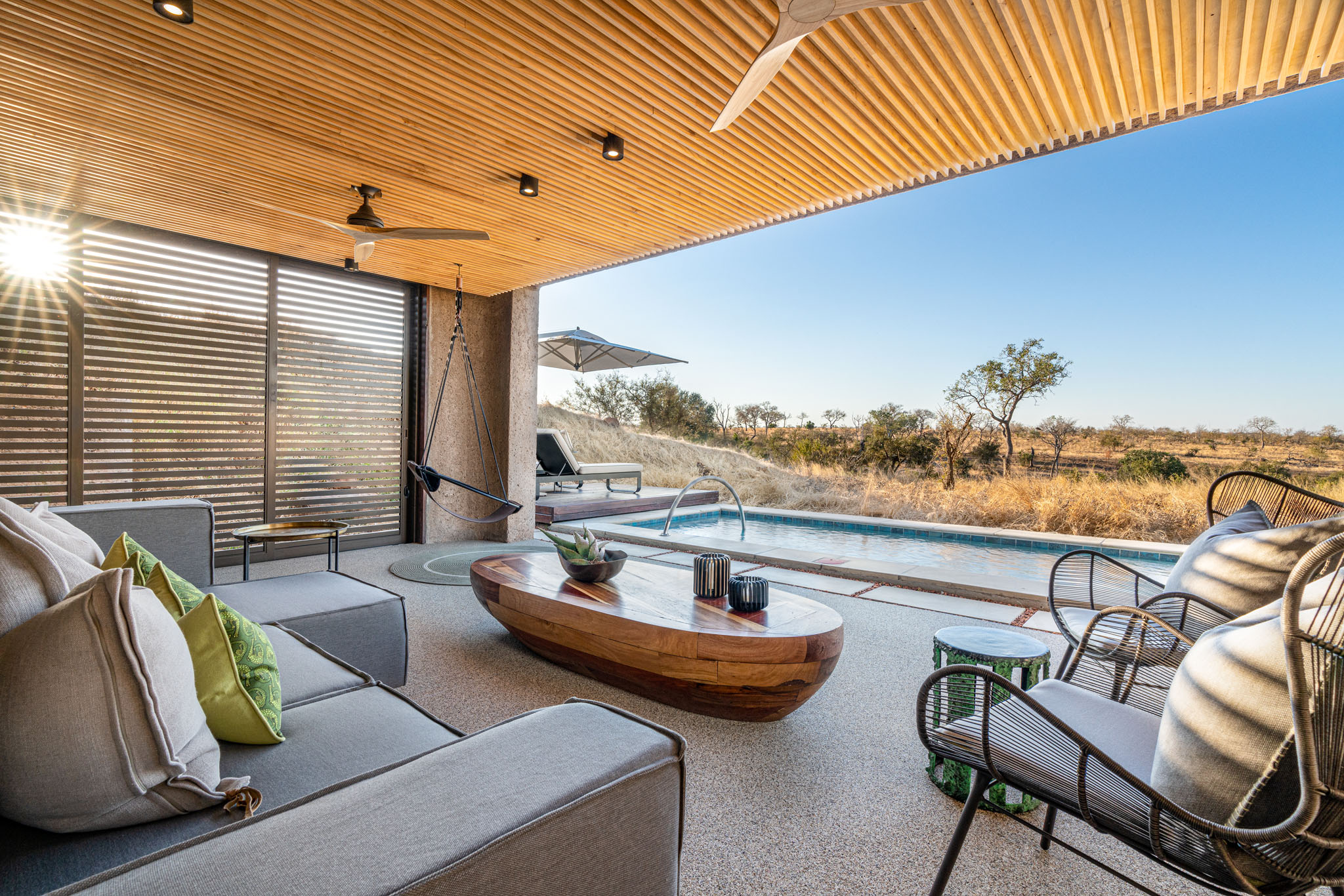 view of terrace of luxury suite by sabi sabi earth lodge