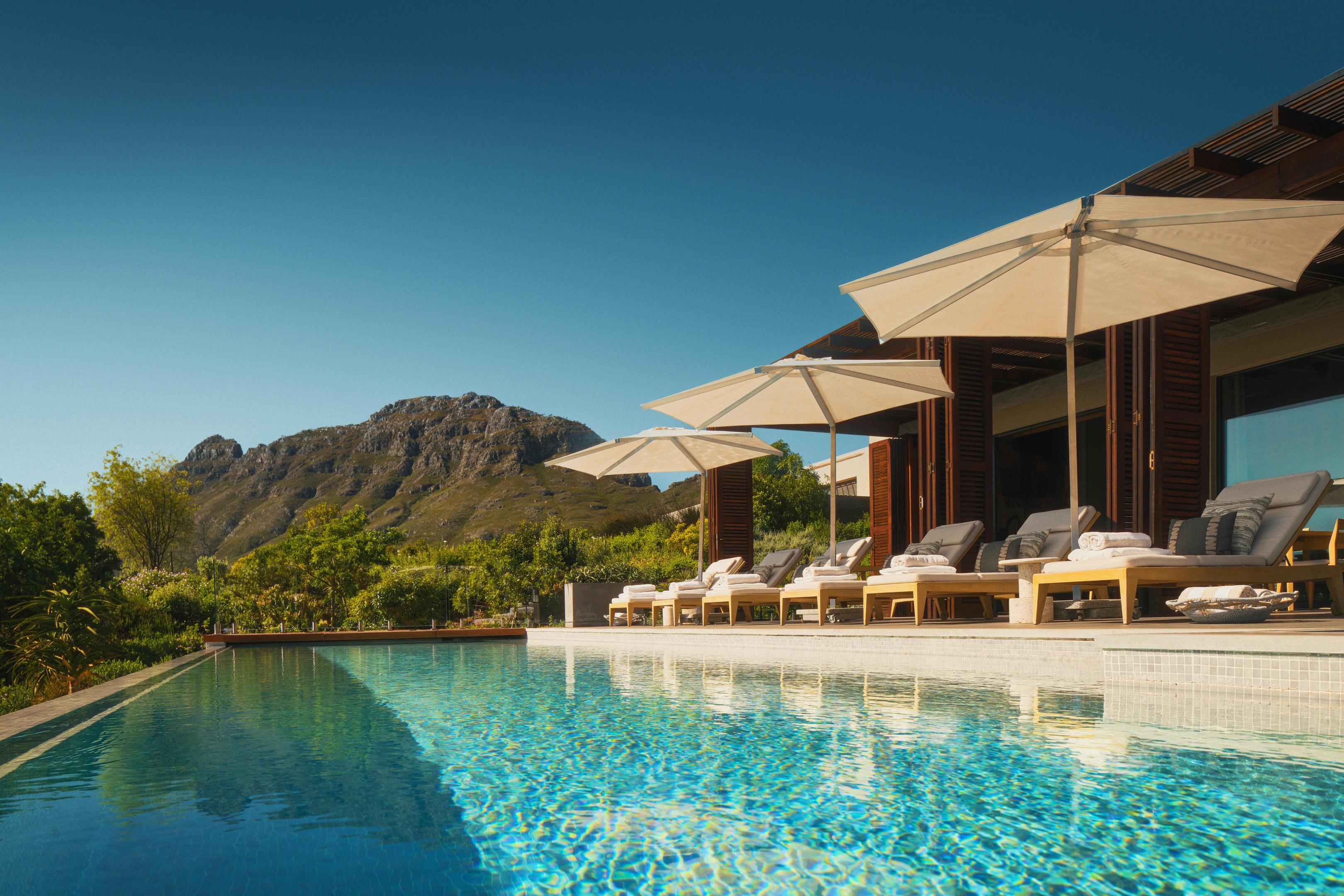 owners villa pool and deck at delaire graff wine estate