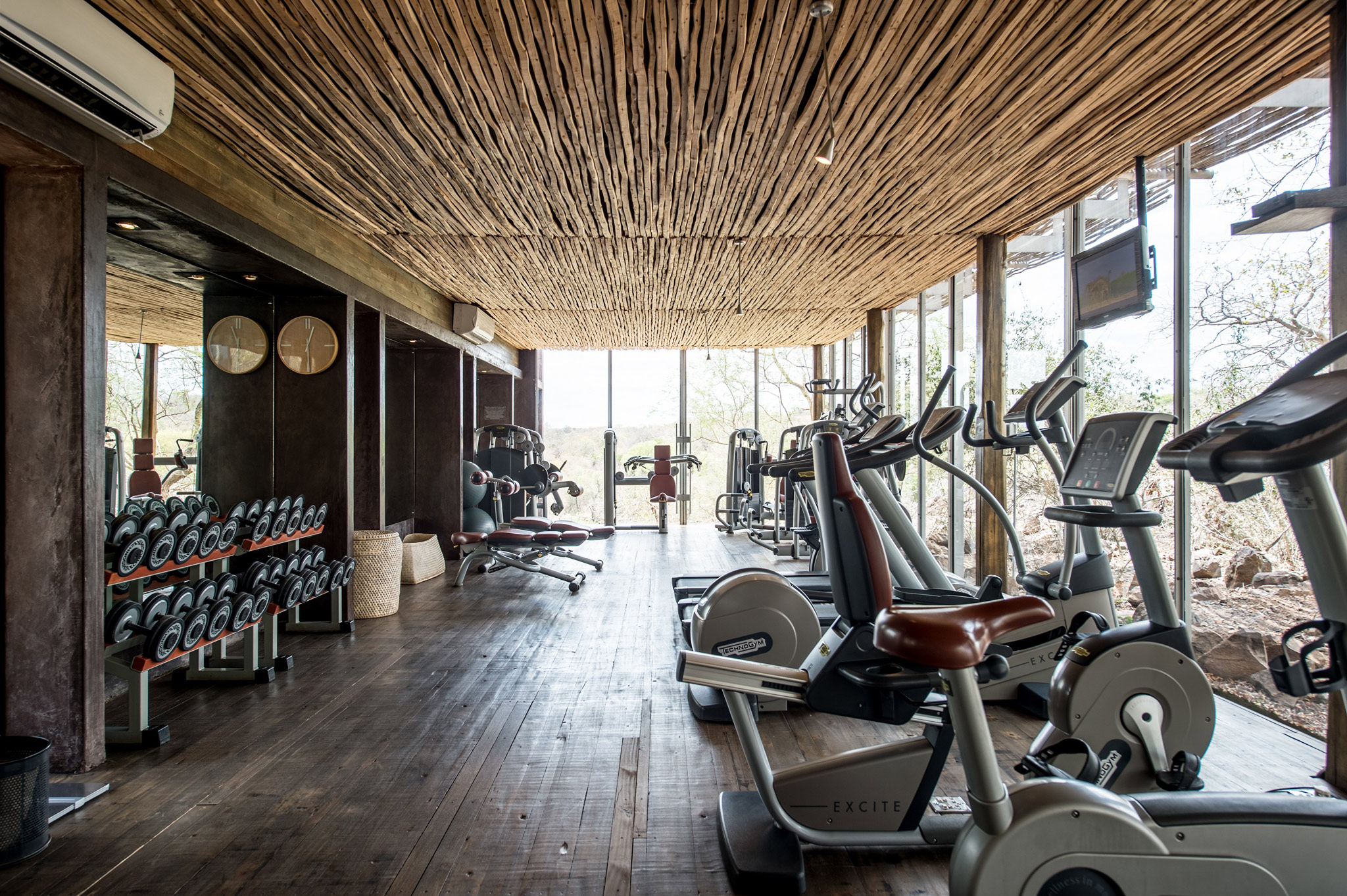 gym facilities with a view at singita lebombo lodge