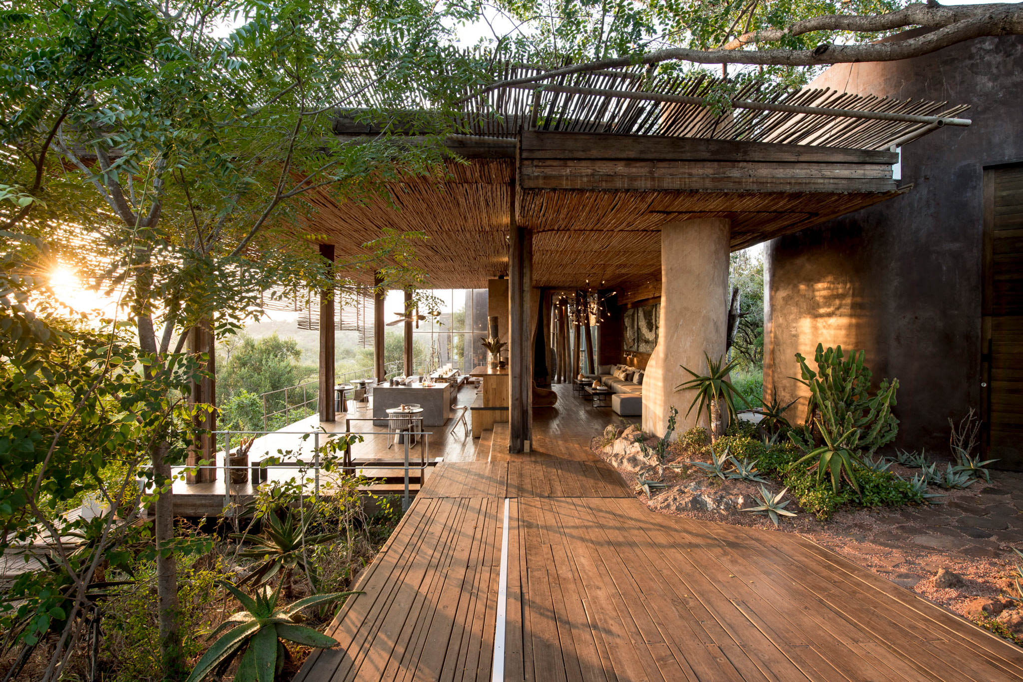 lounge and viewing deck of singita lebombo lodge
