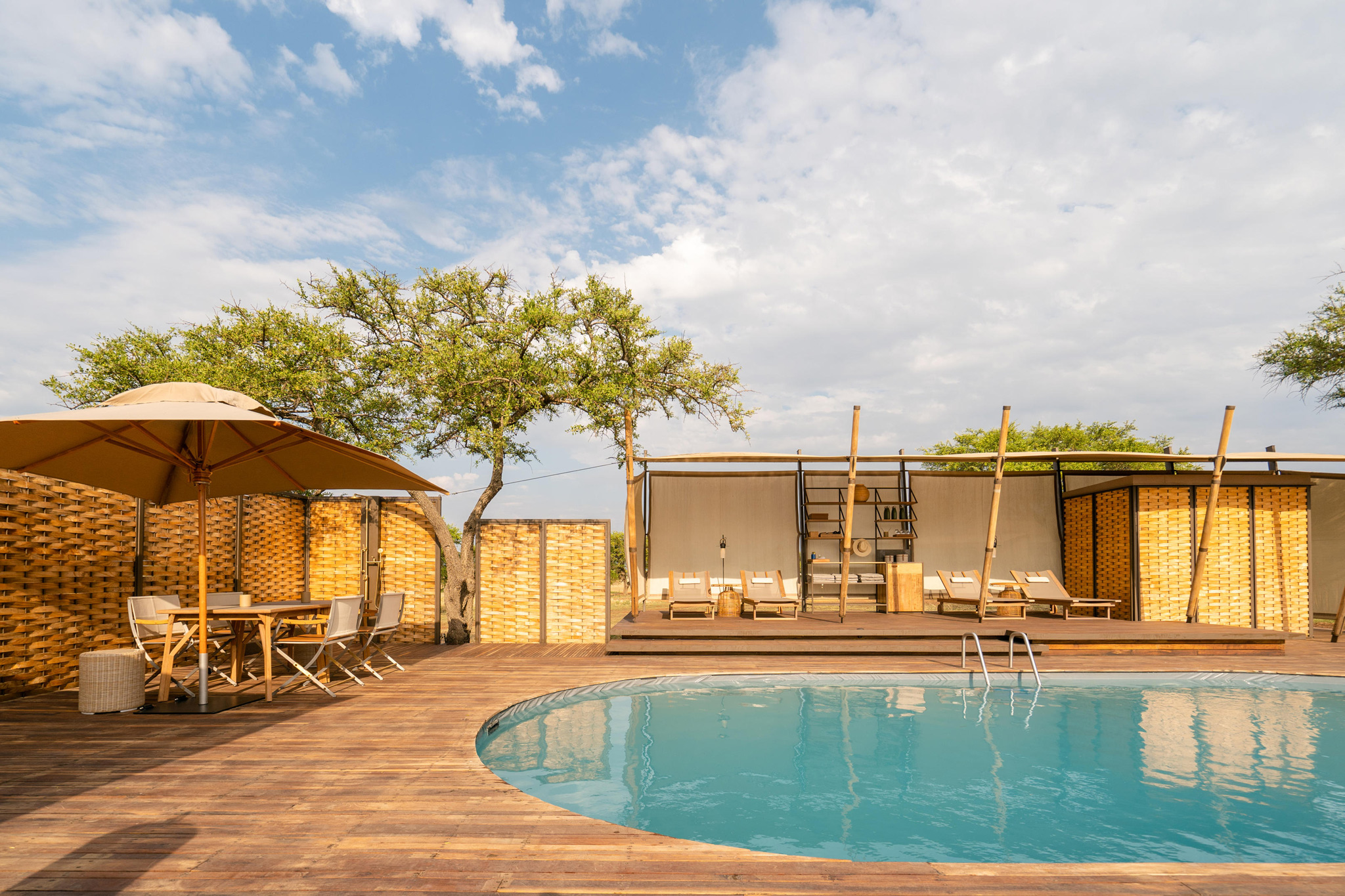 main pool and salas at Singita Sabora Tented Camp Serengeti 