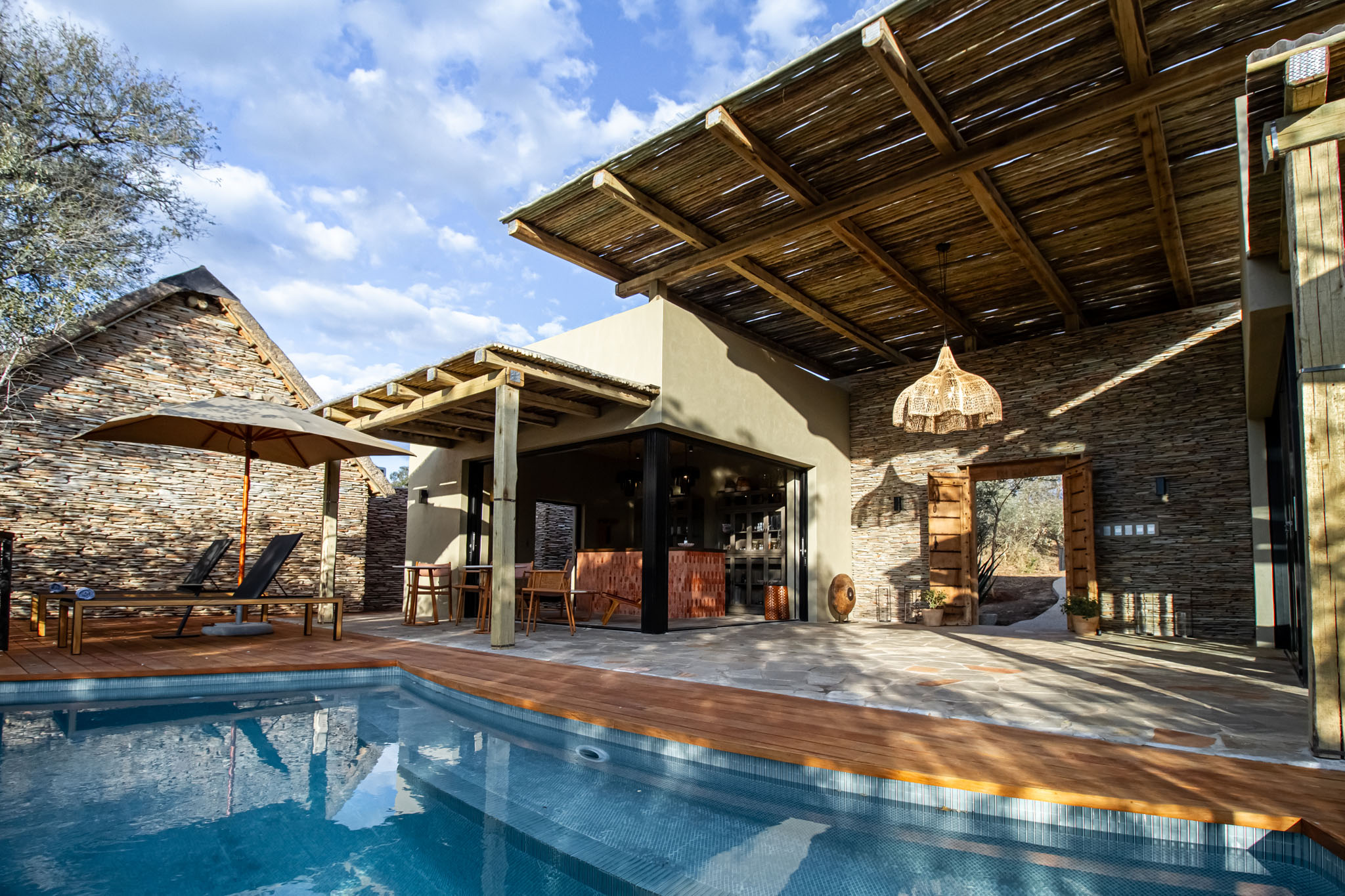 view from the pool of the Thornybush wellness centre