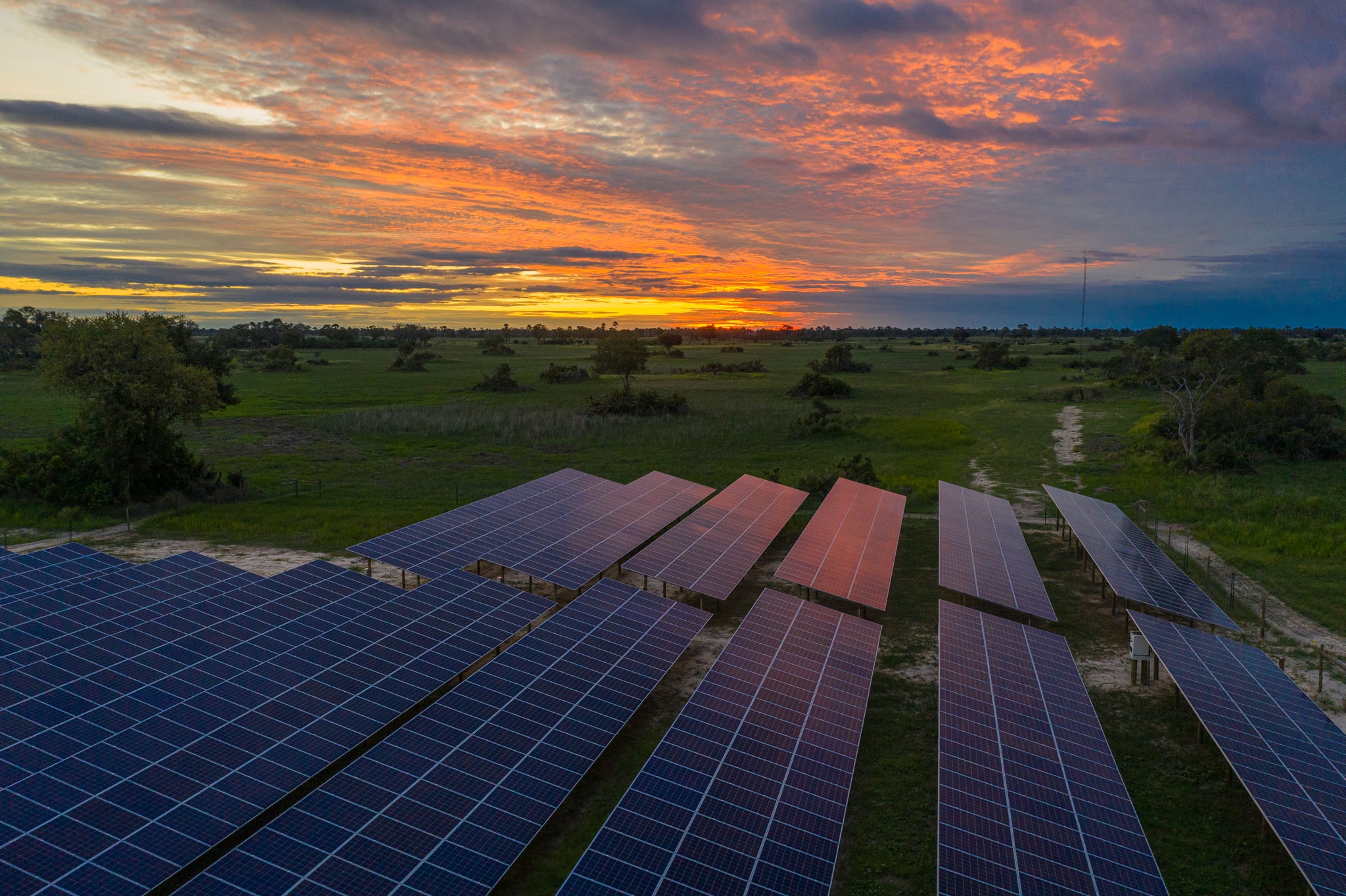 solar panel installations at Xigera safari lodge Okavango Delta Bostwana